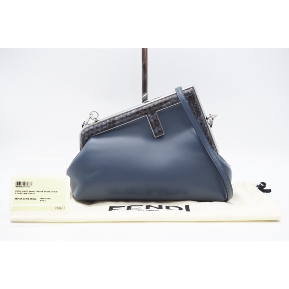 Fendi First Small Python Shoulder Bag Blue - Picture 1 of 10